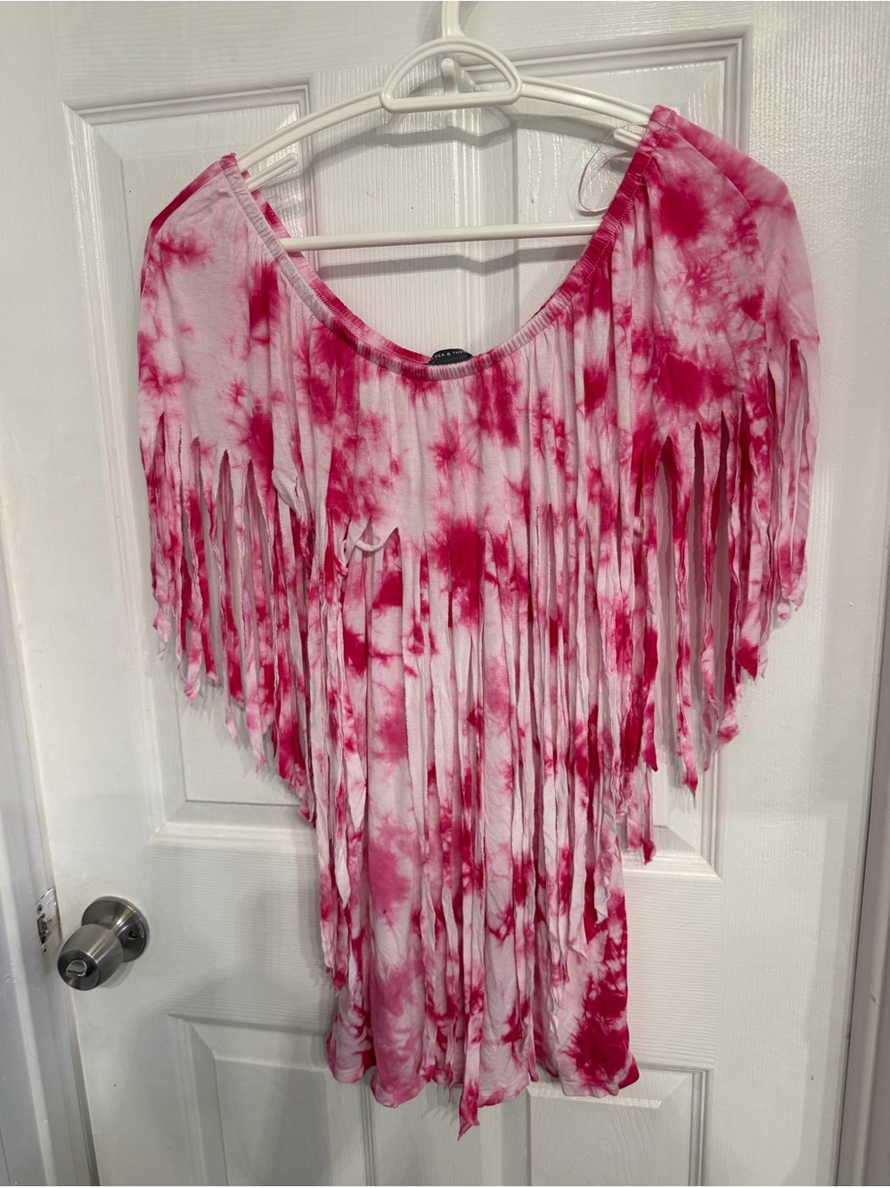 Chelsea & Theodore Pink Tie-Dye Fringe Top